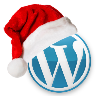 WordPress logo with a Christmas hat